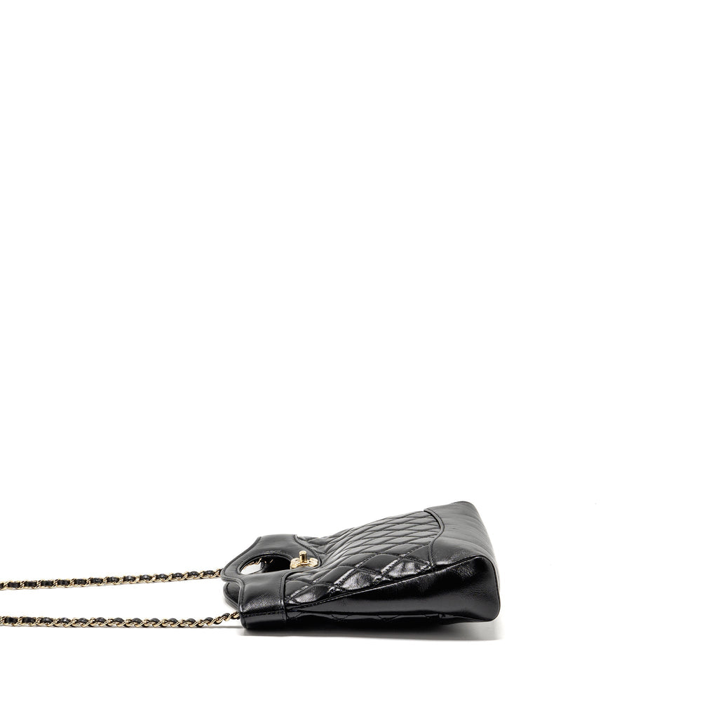 CHANEL MINI 31 BAG SHINY LAMBSKIN BLACK LGHW (MICROCHIP)