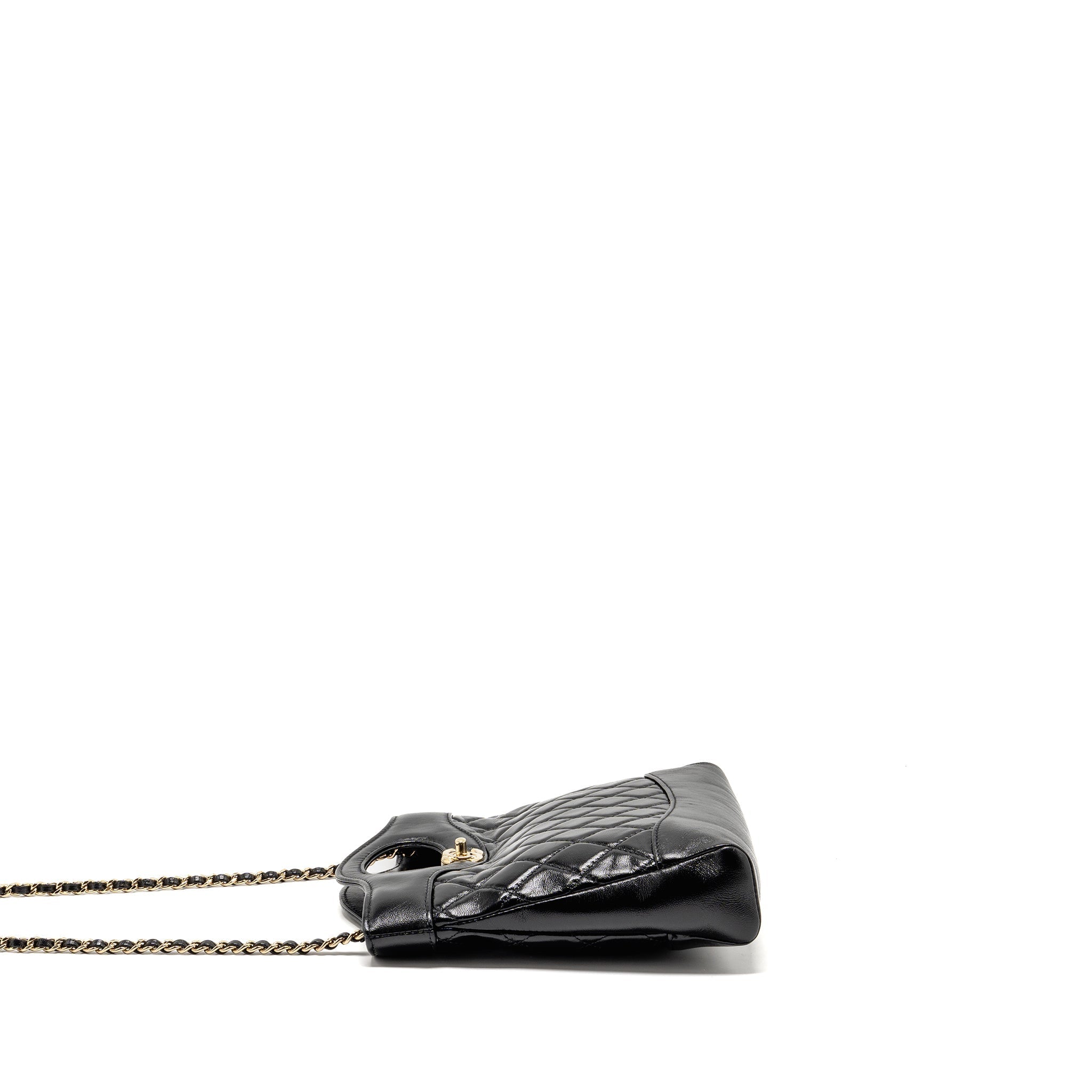 CHANEL MINI 31 BAG SHINY LAMBSKIN BLACK LGHW (MICROCHIP)