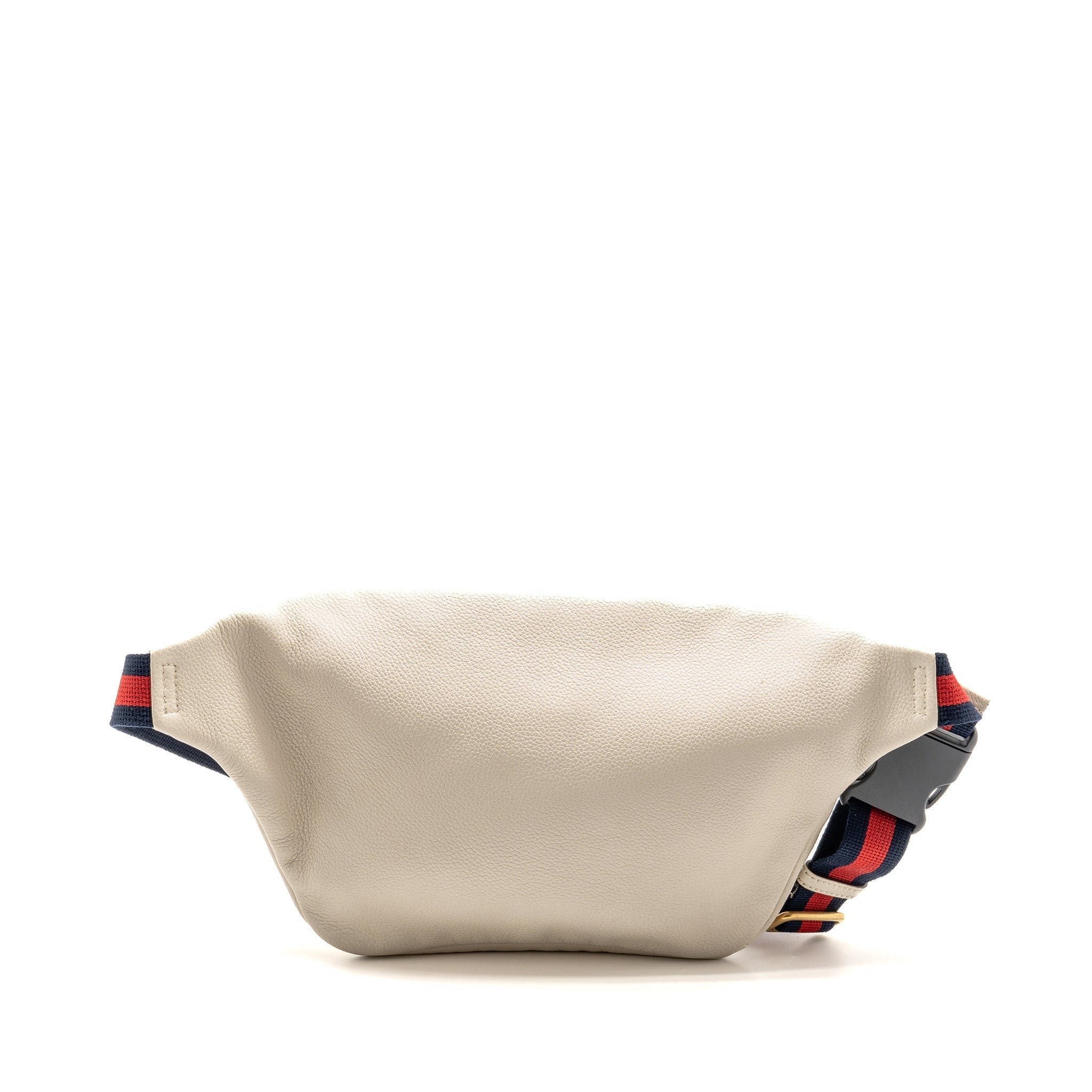 GUCCI LOGO PRINT BELT BAG CALFSKIN WHITE GHW