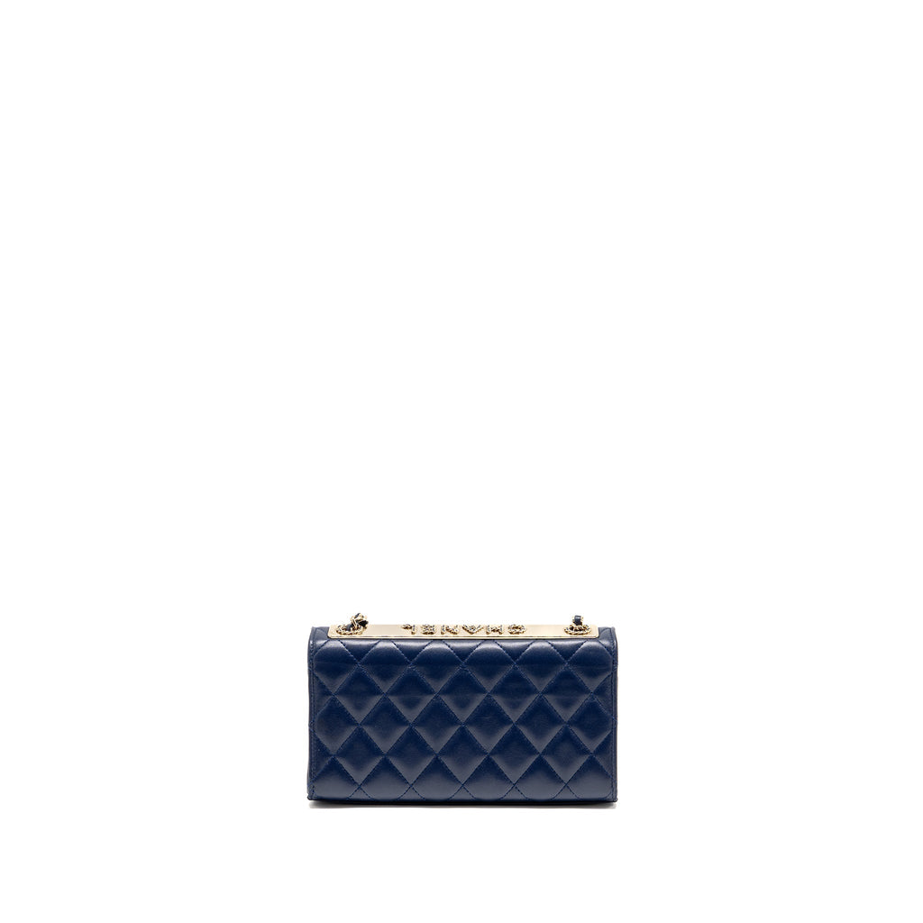 CHANEL TRENDY CC MINI WALLET ON CHAIN LAMBSKIN BLUE LGHW (MICROCHIP)
