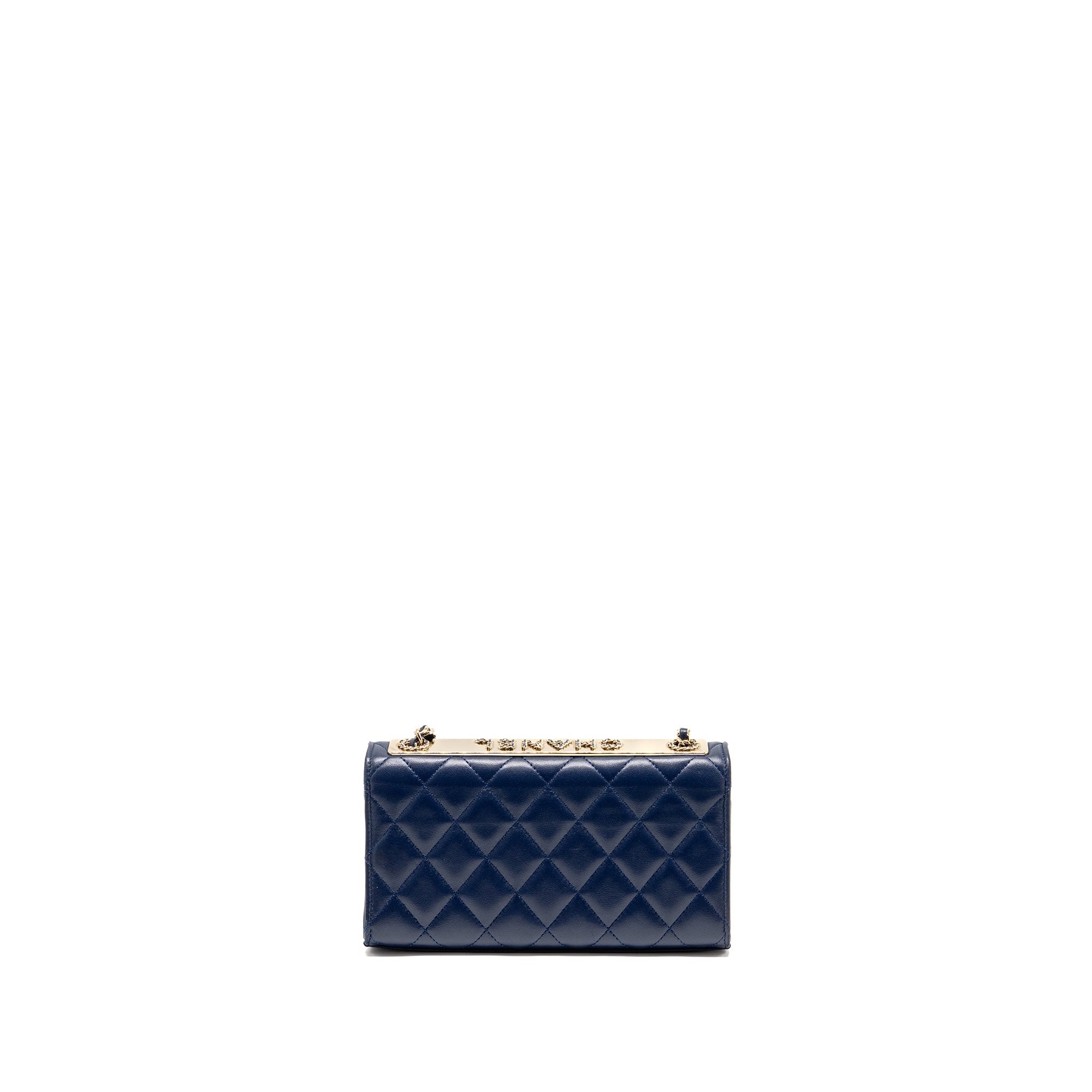 CHANEL TRENDY CC MINI WALLET ON CHAIN LAMBSKIN BLUE LGHW (MICROCHIP)