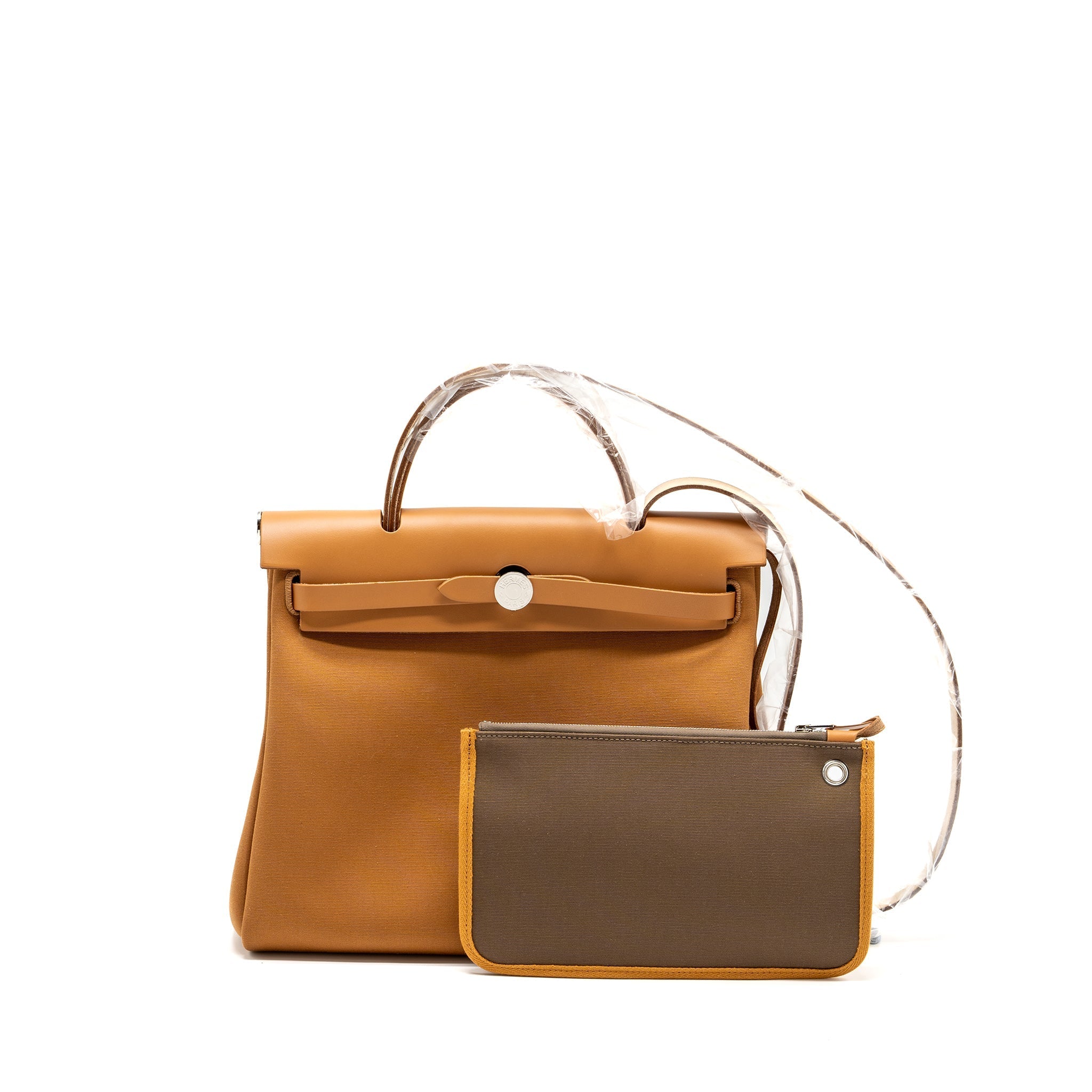 HERMES HERBAG 31 ZIP BAG CANVAS/VACHE HUNTER NATURAL SHW