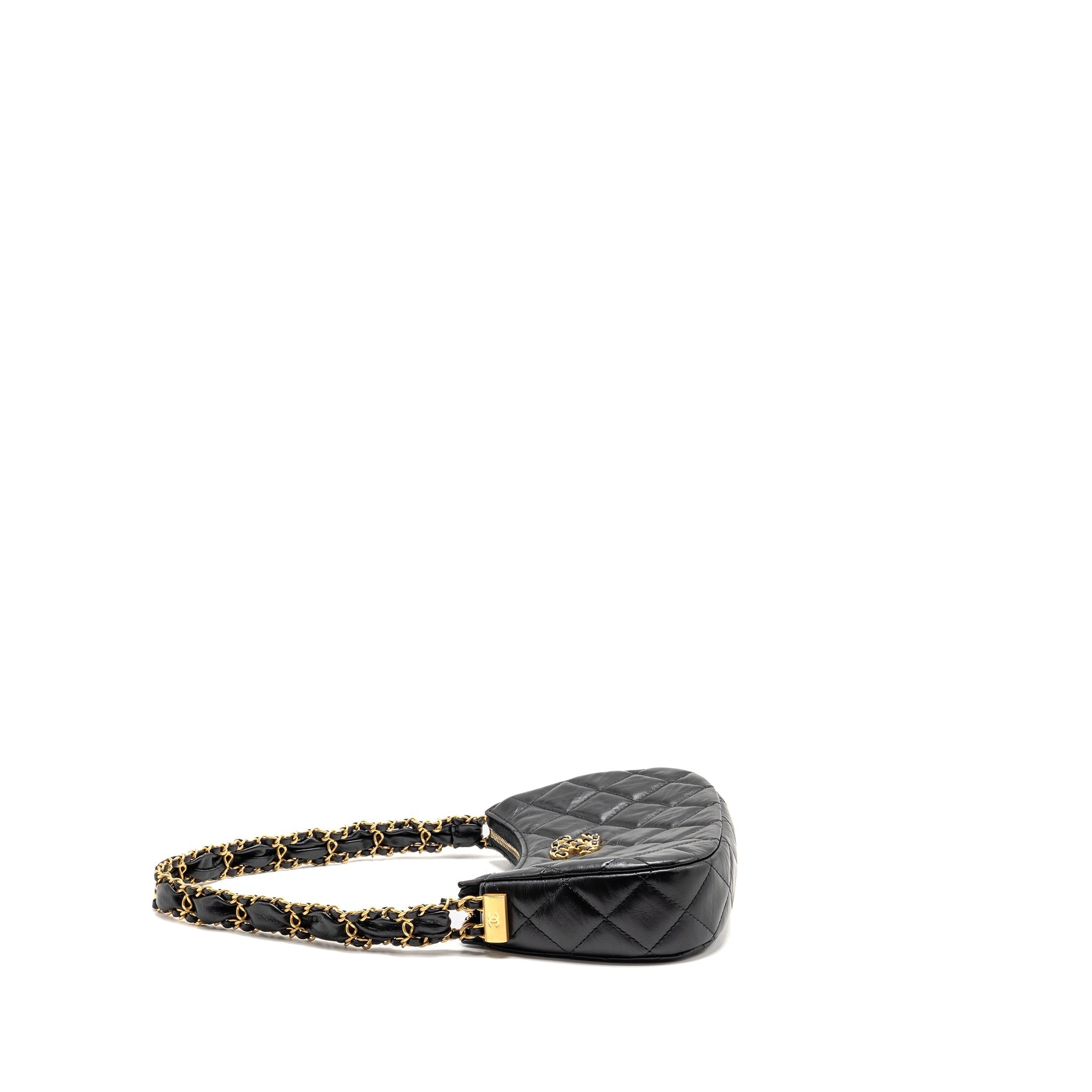CHANEL 23K SMALL 19 HOBO SHOULDER BAG CALFSKIN BLACK GHW (MICROCHIP)