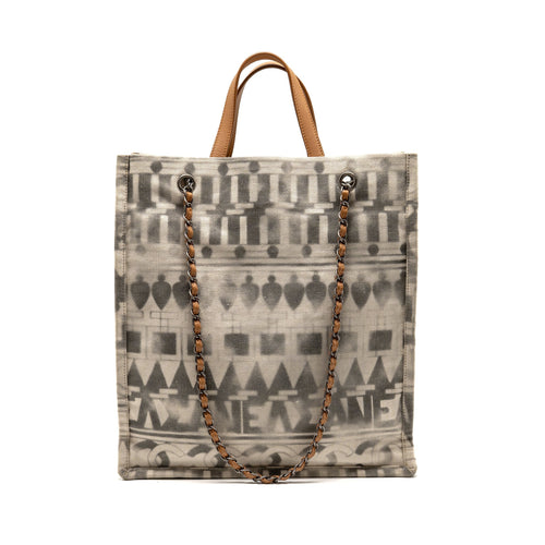 CHANEL ILIAD SHOPPING TOTE BAG PRINTED CANVAS/LEATHER MULTICOLOURED SHW