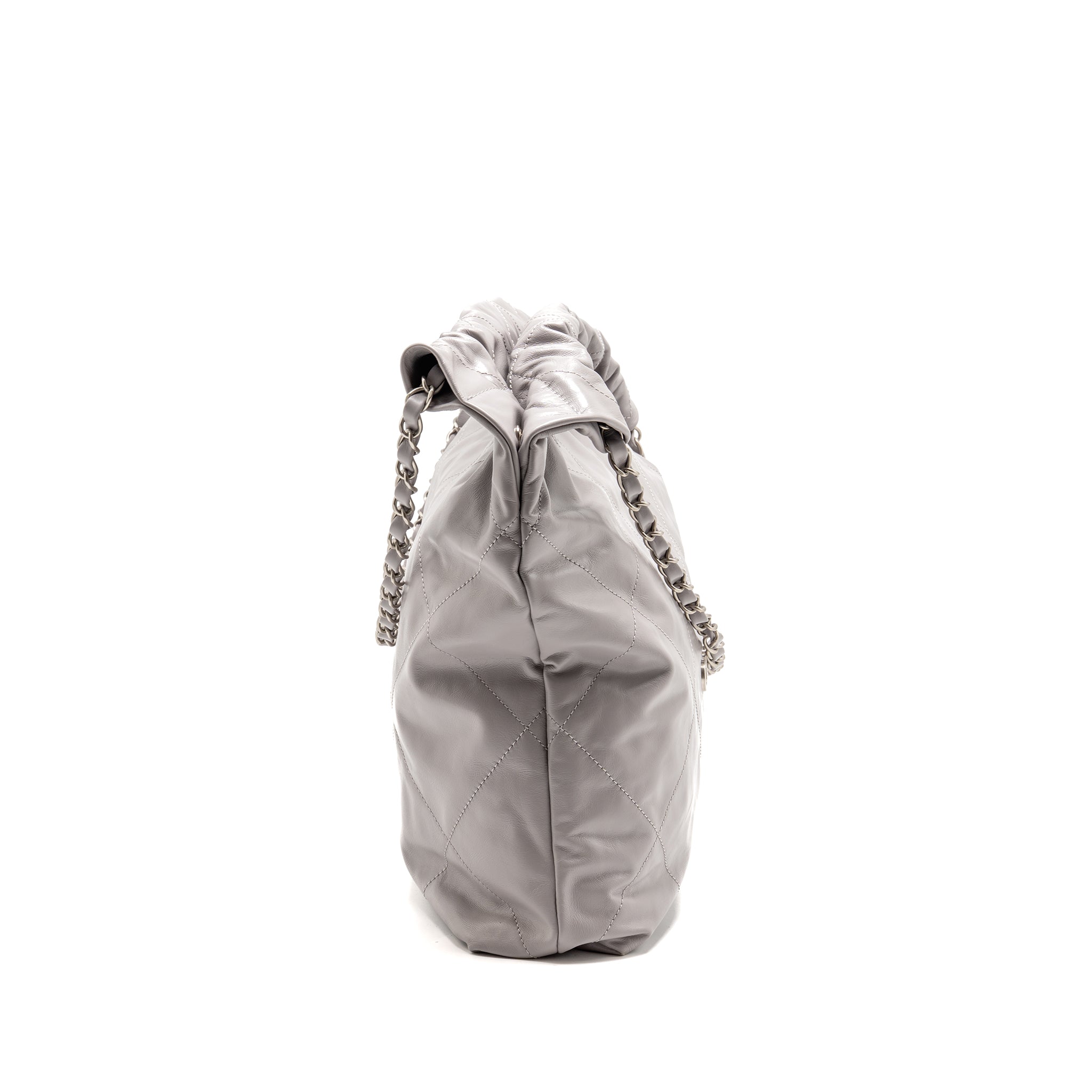 CHANEL MEDIUM 22 BAG SHINY CALFSKIN GREY SHW (MICROCHIP)