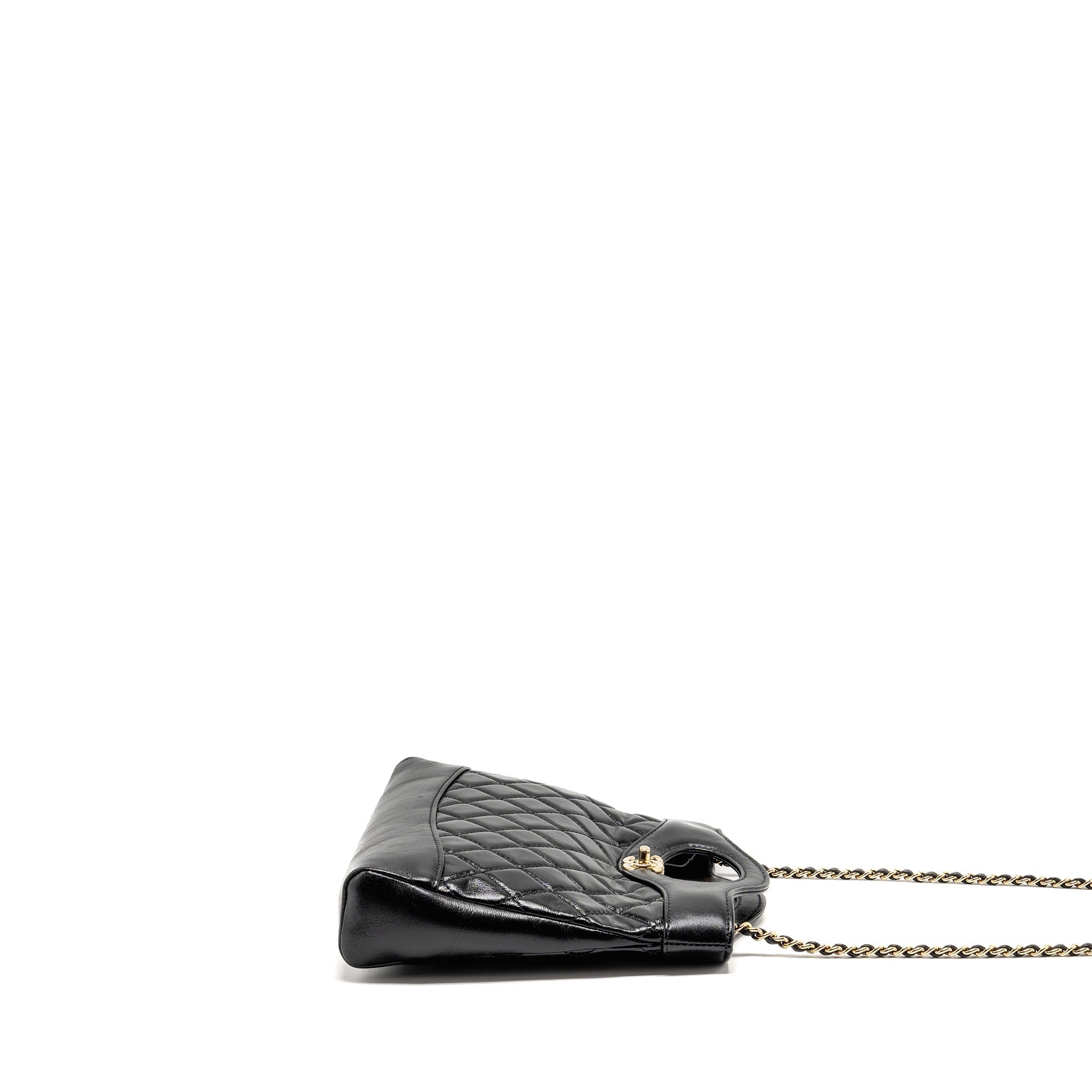CHANEL MINI 31 BAG SHINY LAMBSKIN BLACK LGHW (MICROCHIP)