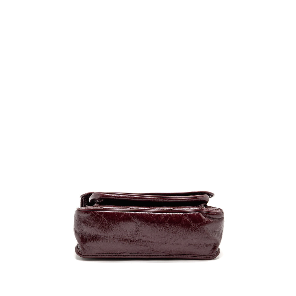 SAINT LAURENT YSL MEDIUM NIKI SHOULDER BAG CALFSKIN BURGUNDY RUTHENIUM SHW