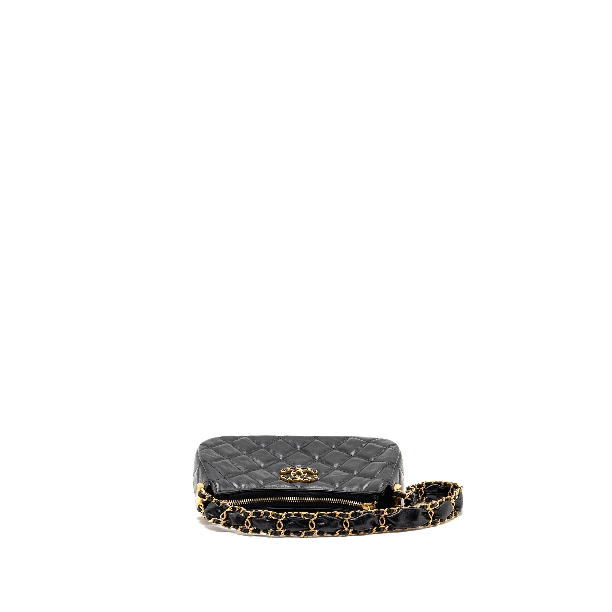 CHANEL 23K SMALL 19 HOBO SHOULDER BAG CALFSKIN BLACK GHW (MICROCHIP)