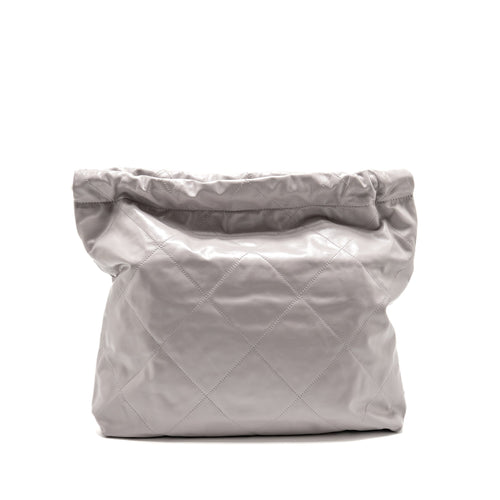 CHANEL MEDIUM 22 BAG SHINY CALFSKIN GREY SHW (MICROCHIP)