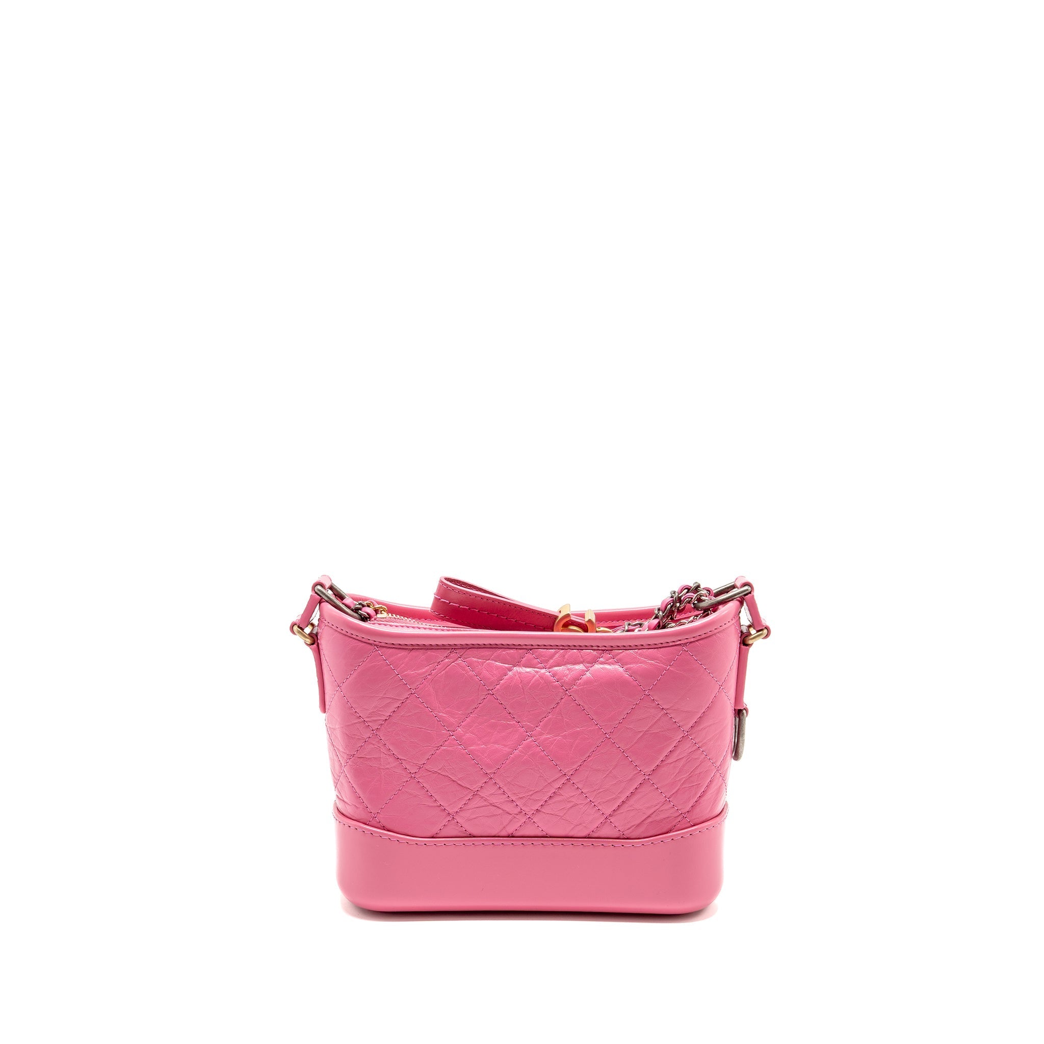 CHANEL SMALL GABRIELLE HOBO BAG AGED CALFSKIN PINK MULTICOLOURED HARDWARE