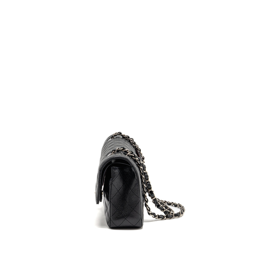 CHANEL MEDIUM CLASSIC DOUBLE FLAP BAG CAVIAR BLACK SHW