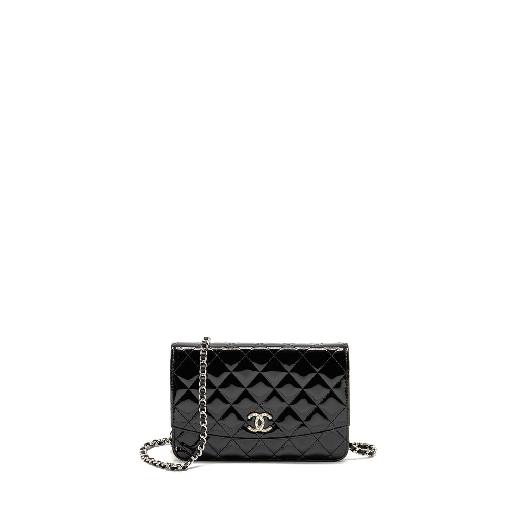 CHANEL WALLET ON CHAIN PATENT LEATHER BLACK SHW