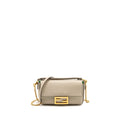 FENDI MINI BAGUETTE BAG CALFSKIN LIGHT BEIGE/GREEN GHW