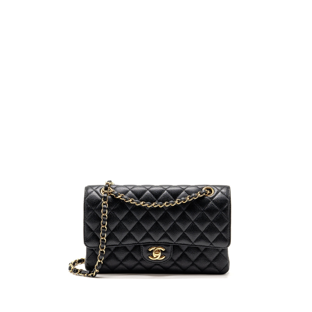 CHANEL MEDIUM CLASSIC DOUBLE FLAP BAG CAVIAR BLACK GHW