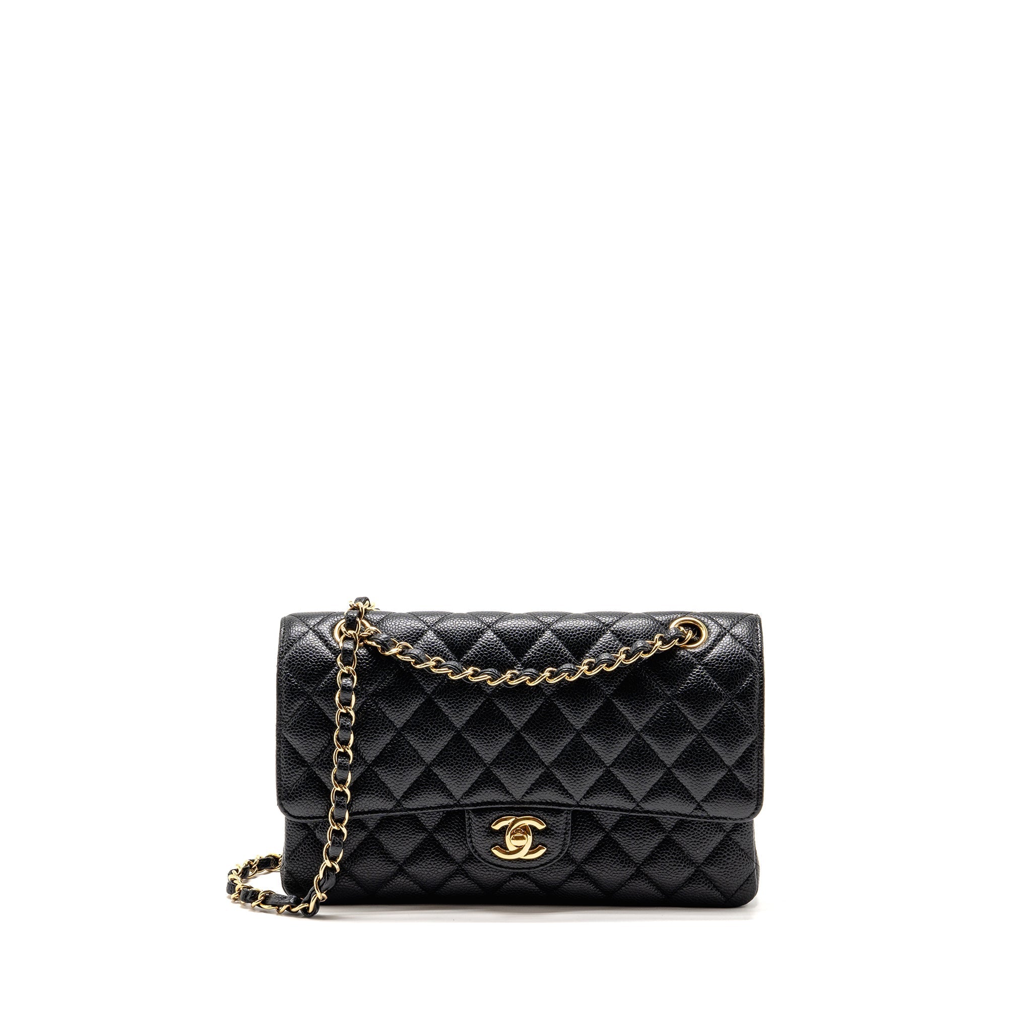 CHANEL MEDIUM CLASSIC DOUBLE FLAP BAG CAVIAR BLACK GHW