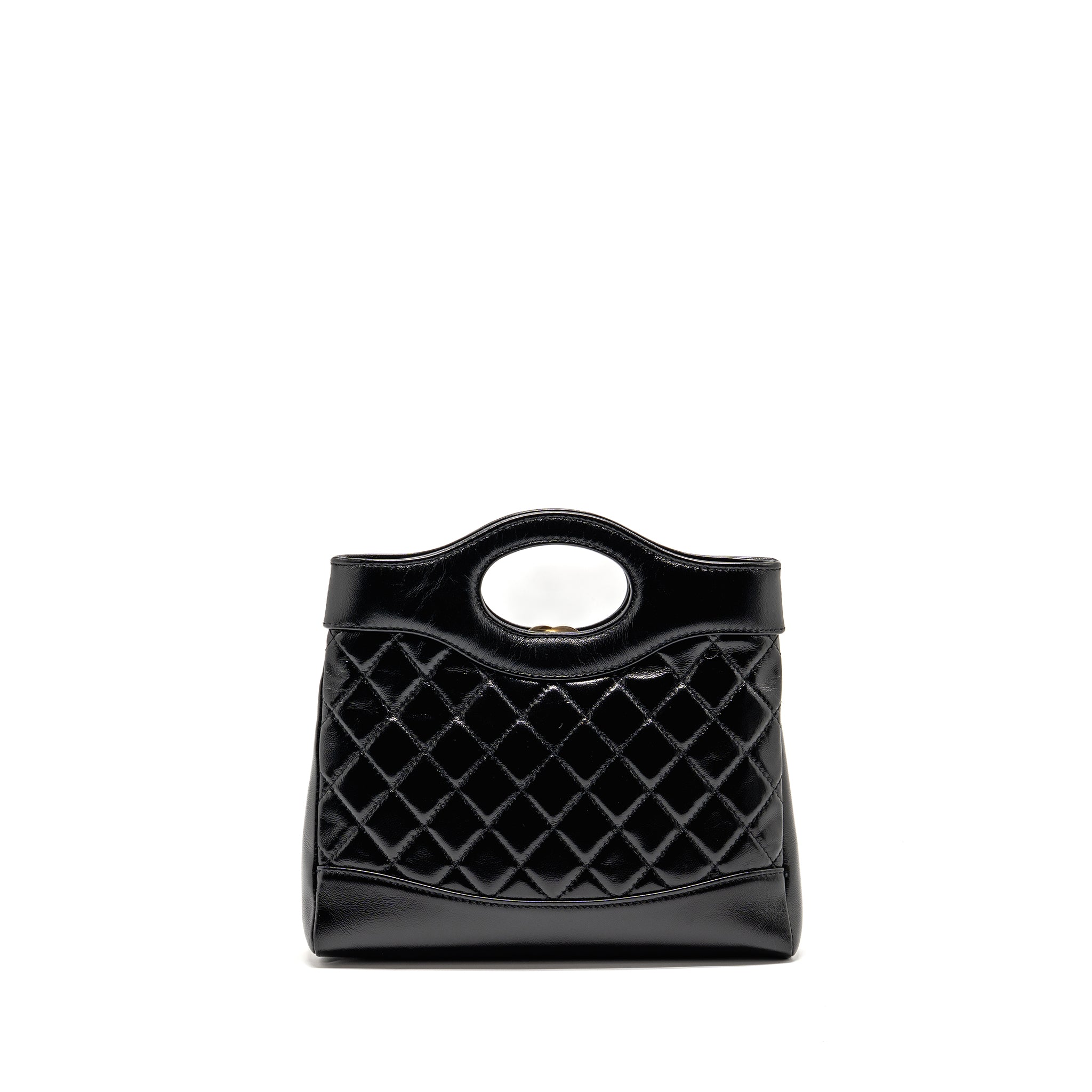 CHANEL MINI 31 BAG SHINY LAMBSKIN BLACK LGHW (MICROCHIP)