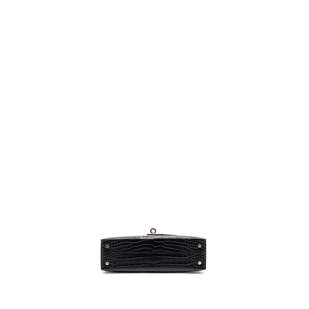HERMES MINI KELLY II ALLIGATOR MISSSISSIPPIENSIS MATT BLACK SHW