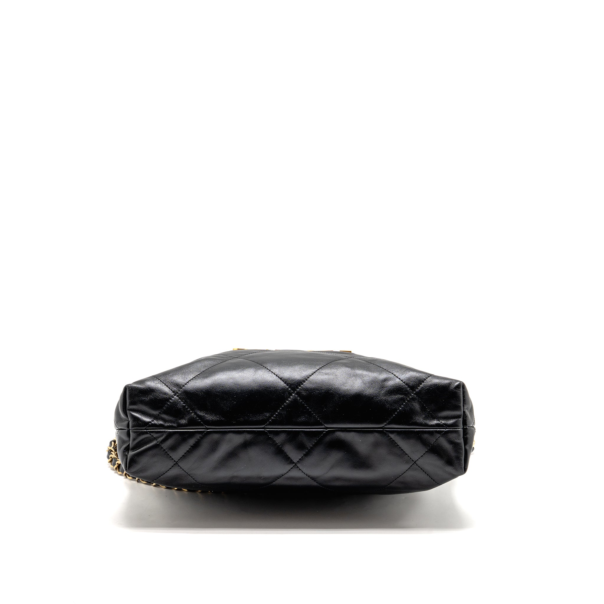 CHANEL SMALL 22 BAG SHINY CALFSKIN BLACK GHW (MICROCHIP)