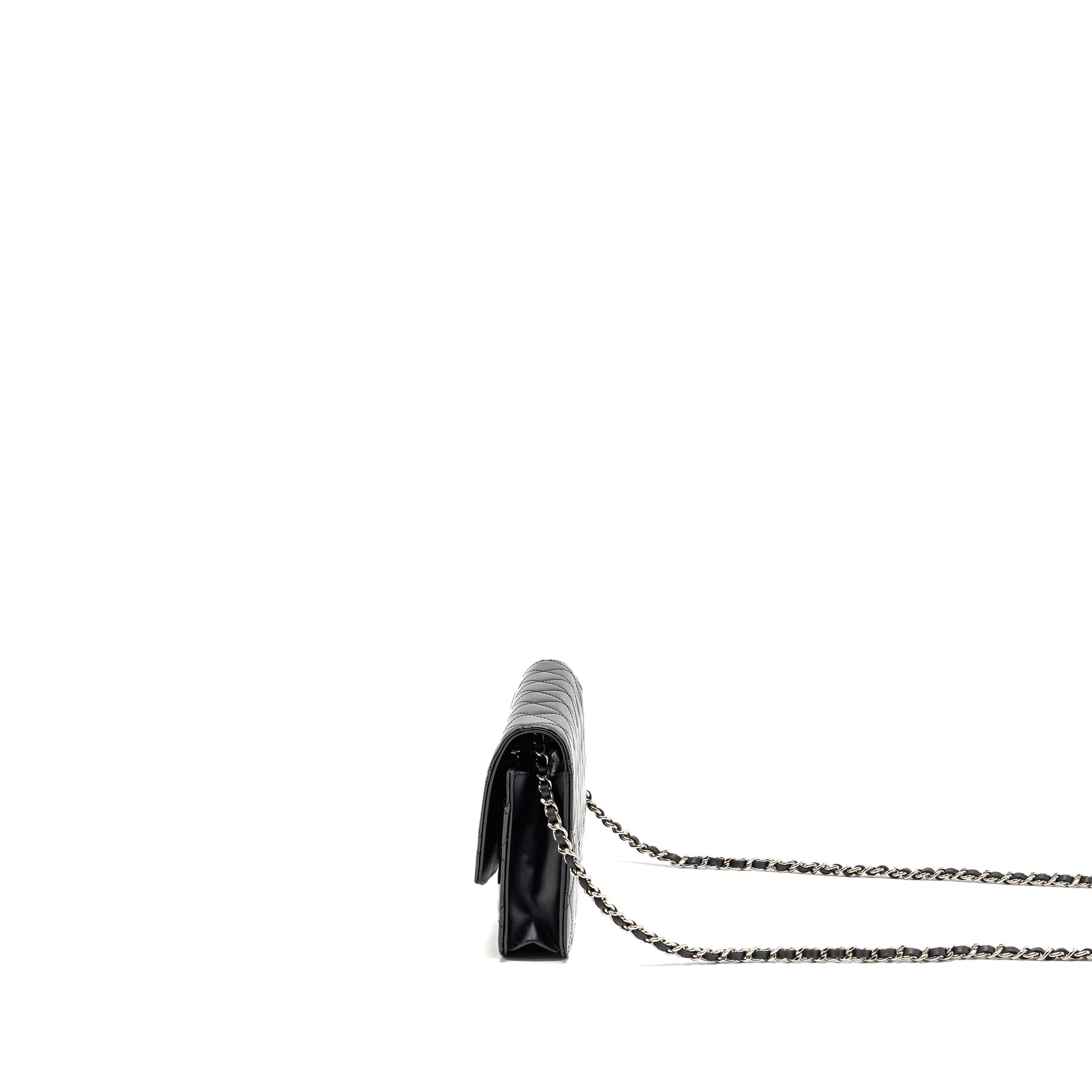 CHANEL WALLET ON CHAIN PATENT LEATHER BLACK SHW