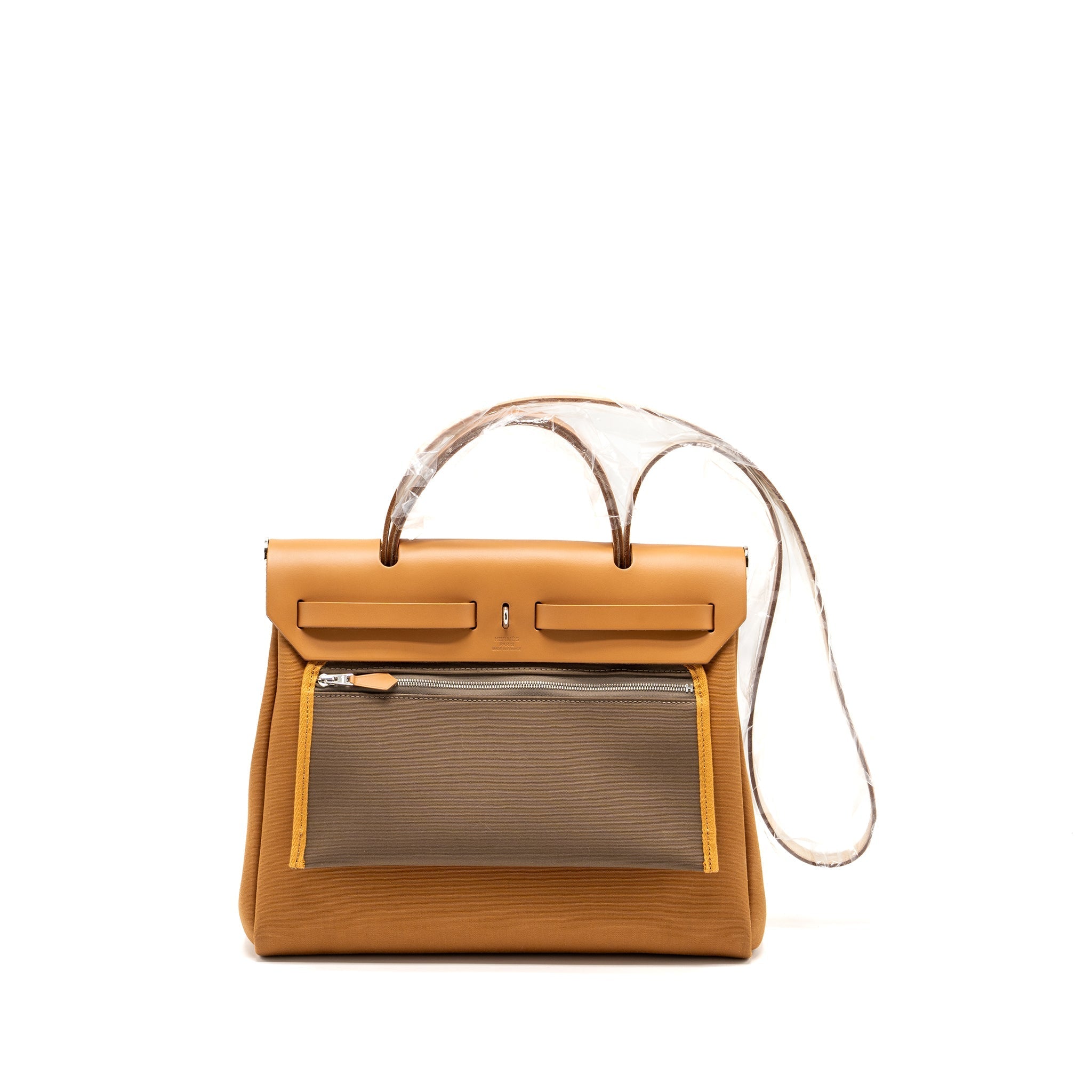 HERMES HERBAG 31 ZIP BAG CANVAS/VACHE HUNTER NATURAL SHW