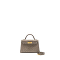 HERMES MINI KELLY II OSTRICH GRIS TOURTERELLE GHW