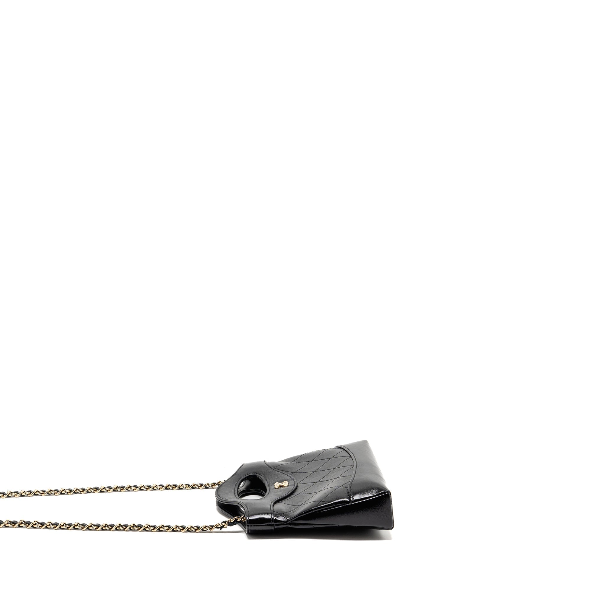 CHANEL 24C MINI 31 CLUTCH WITH CHAIN SHINY CALFSKIN BLACK LGHW (MICROCHIP)