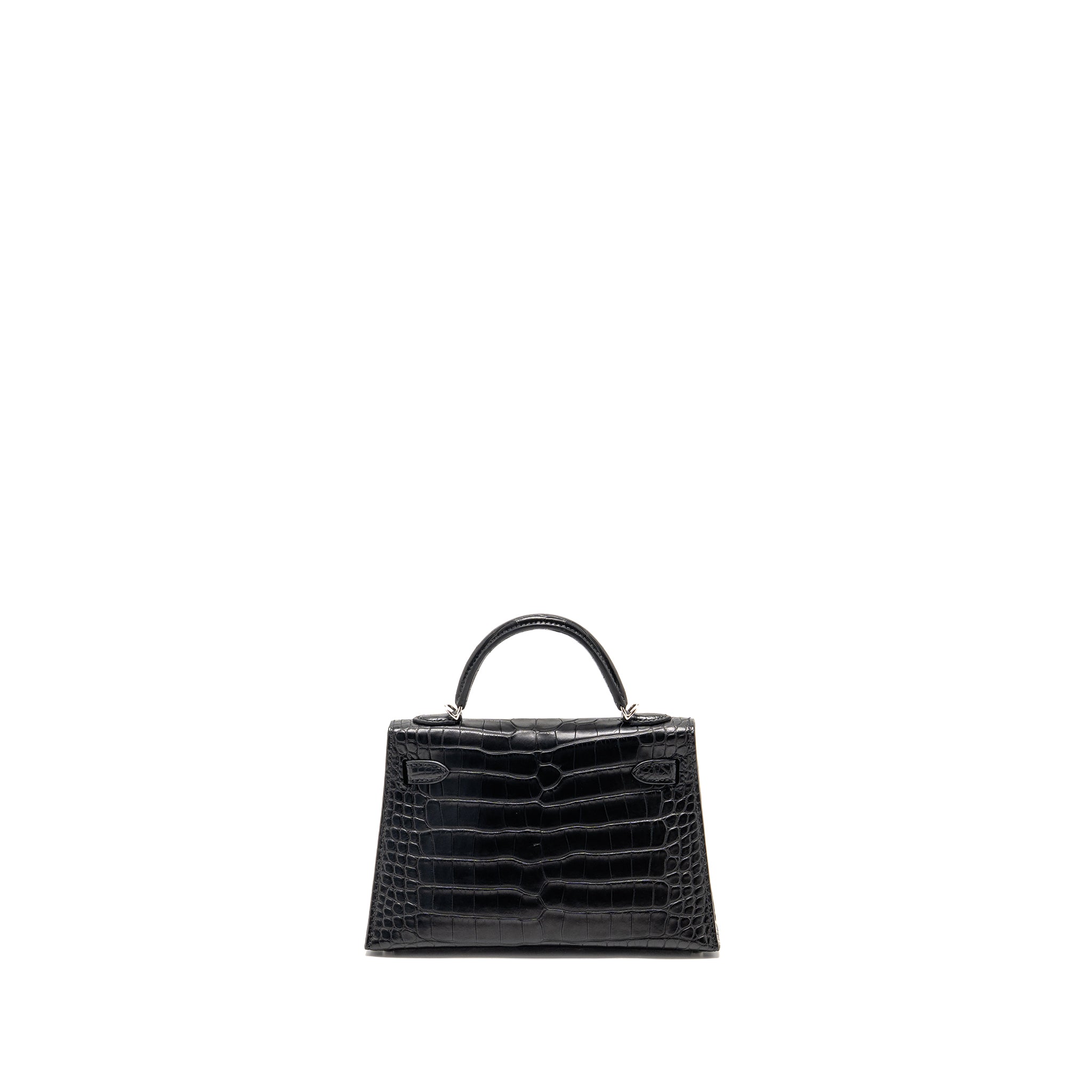 HERMES MINI KELLY II ALLIGATOR MISSSISSIPPIENSIS MATT BLACK SHW