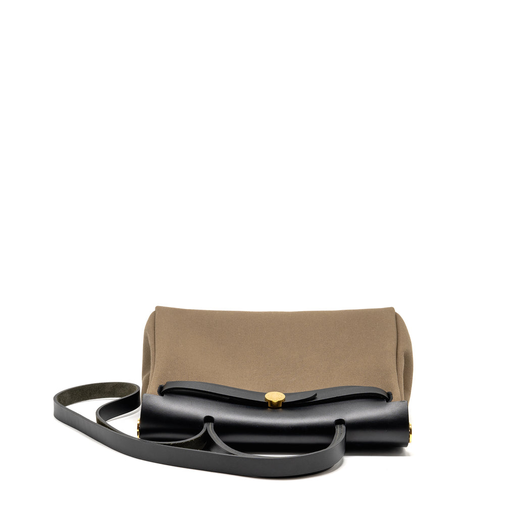 HERMES HERBAG 31 HUNTER LEATHER/ CANVAS TOUNDRA / BLACK GHW