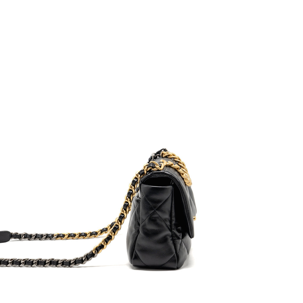 CHANEL SMALL 19 BAG GOATSKIN BLACK MULTICOLOR HARDWARE