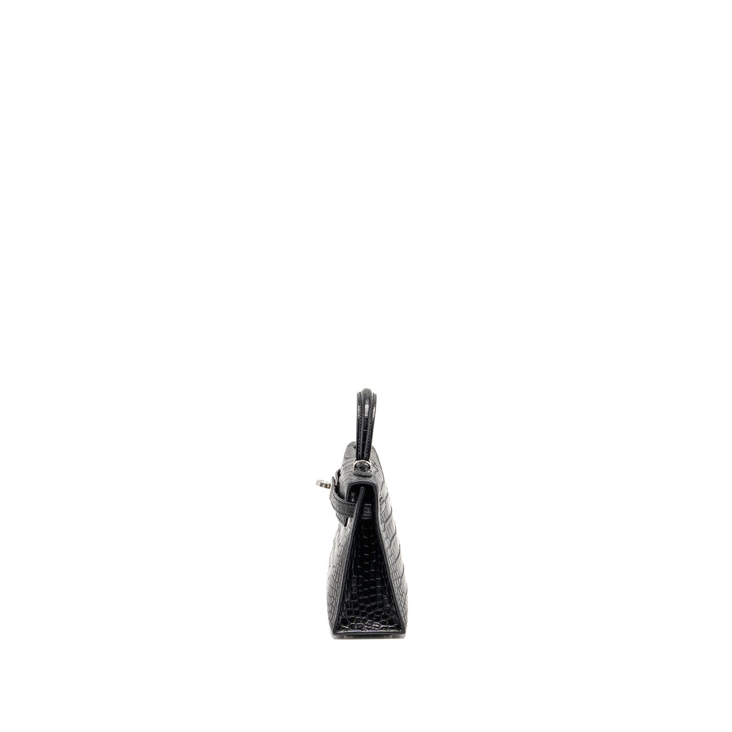 HERMES MINI KELLY II ALLIGATOR MISSSISSIPPIENSIS MATT BLACK SHW