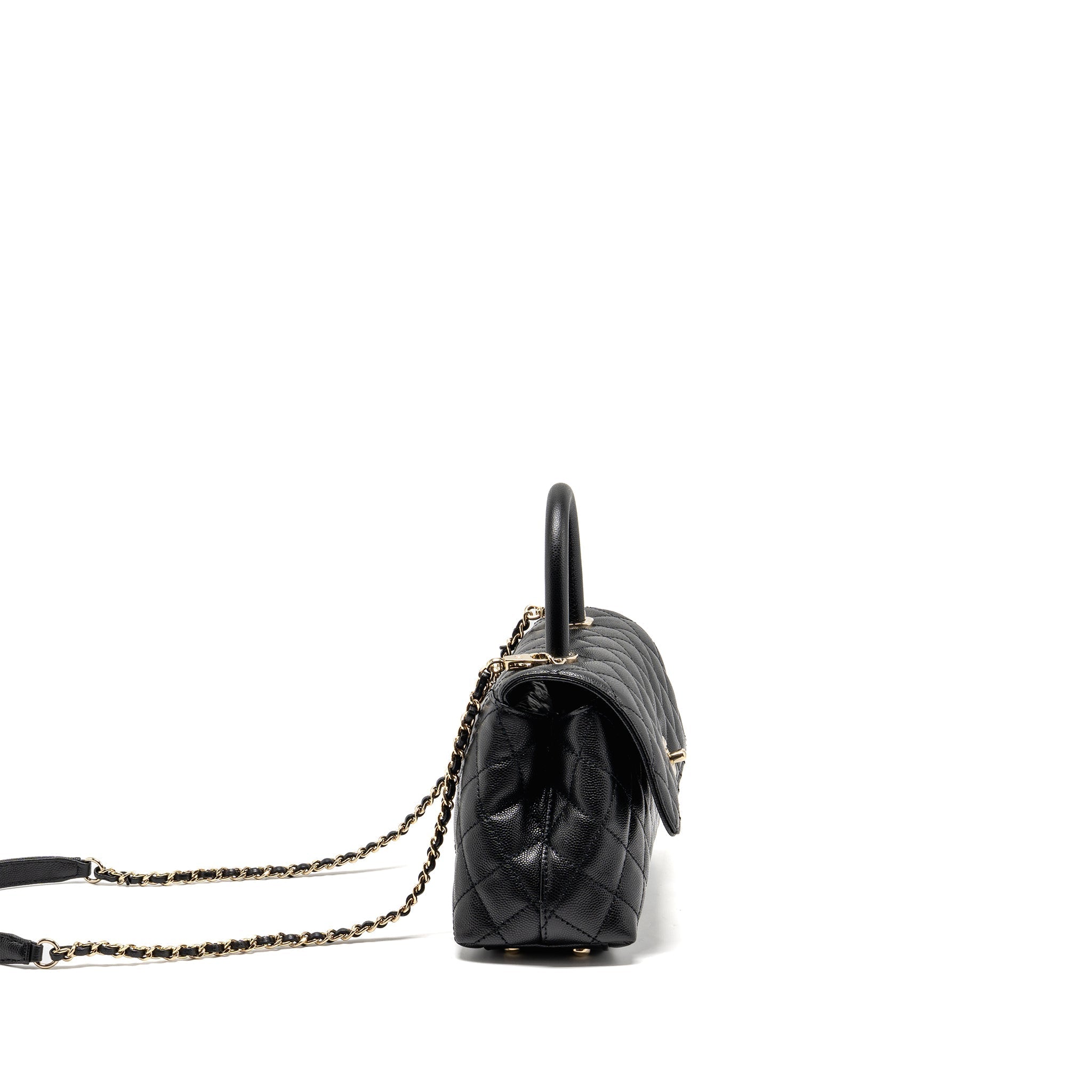 CHANEL SMALL COCO HANDLE CAVIAR BLACK LGHW (MICROCHIP)