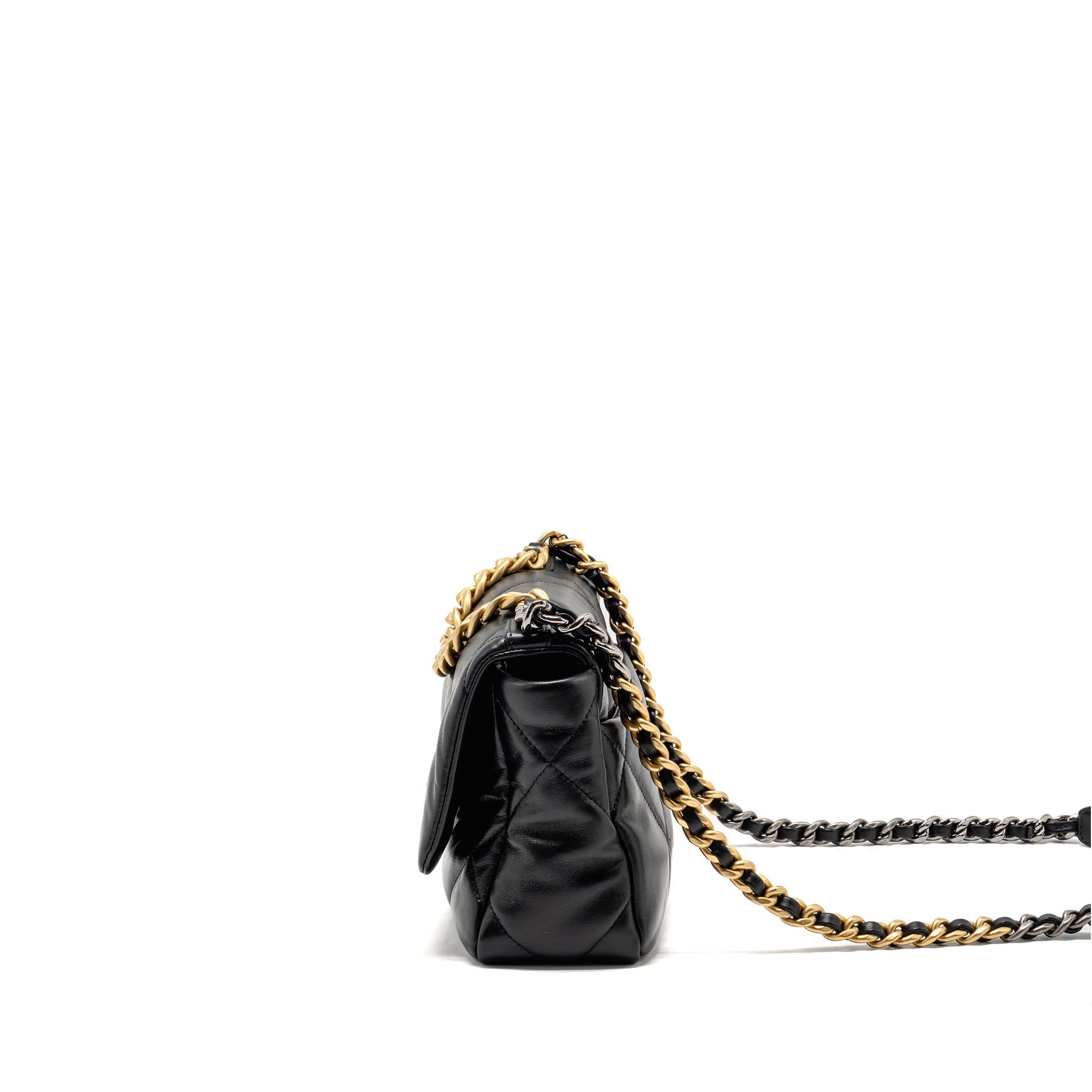 CHANEL SMALL 19 BAG GOATSKIN BLACK MULTICOLOR HARDWARE