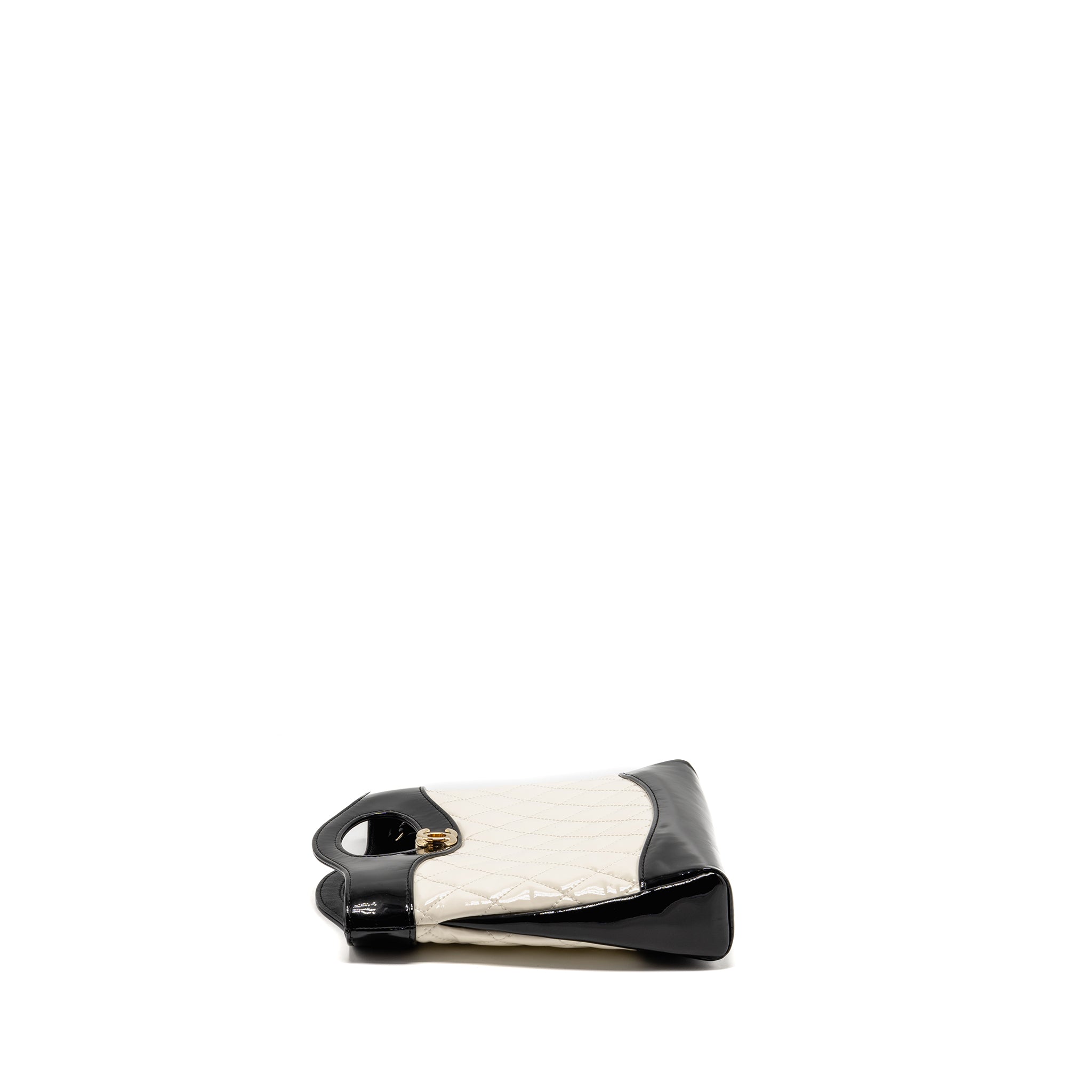 CHANEL MINI 31 BAG PATENT BLACK / WHITE LGHW (MICROCHIP)
