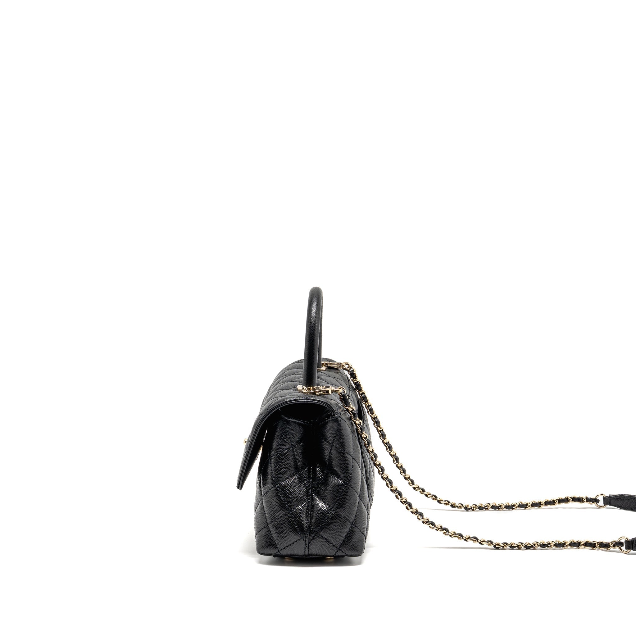 CHANEL SMALL COCO HANDLE CAVIAR BLACK LGHW (MICROCHIP)