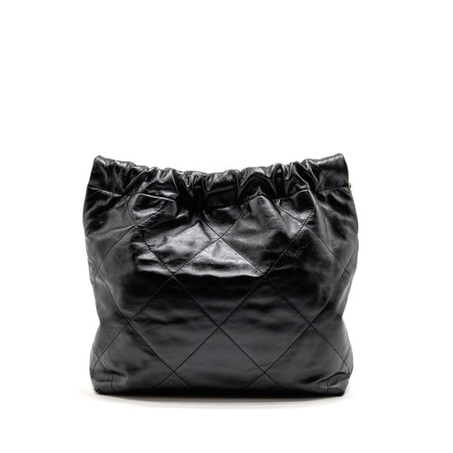 CHANEL SMALL 22 BAG SHINY CALFSKIN BLACK GHW (MICROCHIP)