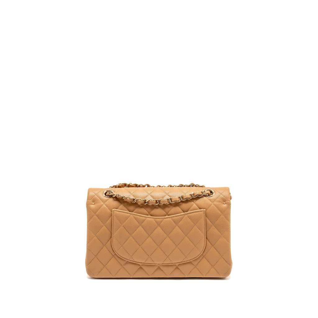 CHANEL MEDIUM CLASSIC DOUBLE FLAP BAG CAVIAR CARAMEL LGHW(MICROCHIP)