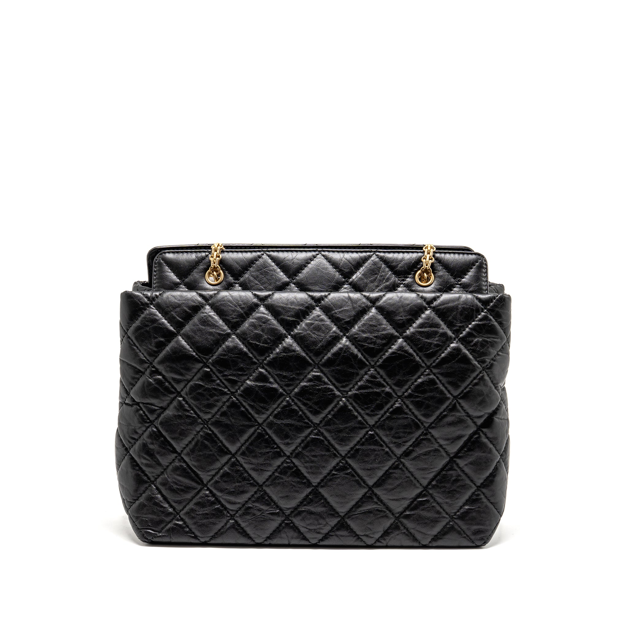CHANEL 2.55 REISSUE TOTE BAG QUILTED AGED CALFSKIN BLACK GHW