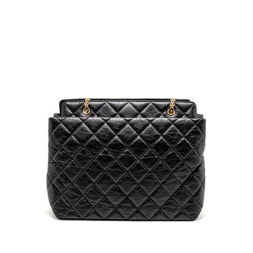 CHANEL 2.55 REISSUE TOTE BAG QUILTED AGED CALFSKIN BLACK GHW
