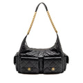 CHANEL 25C MAXI HOBO BAG LAMBSKIN BLACK GHW (MICROCHIP)