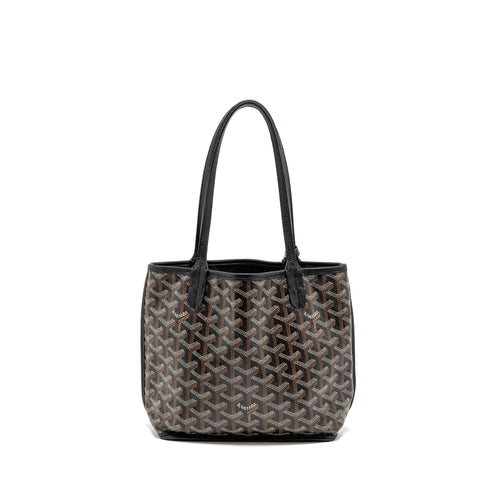 GOYARD MINI ANJOU TOTE GOYARDINE CANVAS/ CALFSKIN BLACK SHW