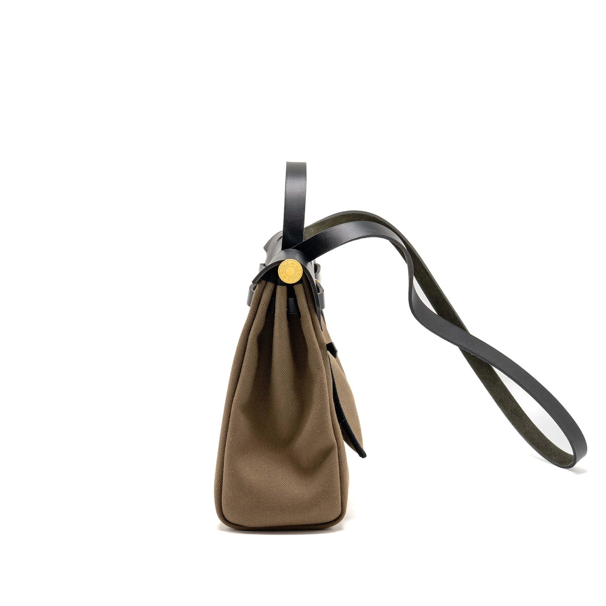 HERMES HERBAG 31 HUNTER LEATHER/ CANVAS TOUNDRA / BLACK GHW