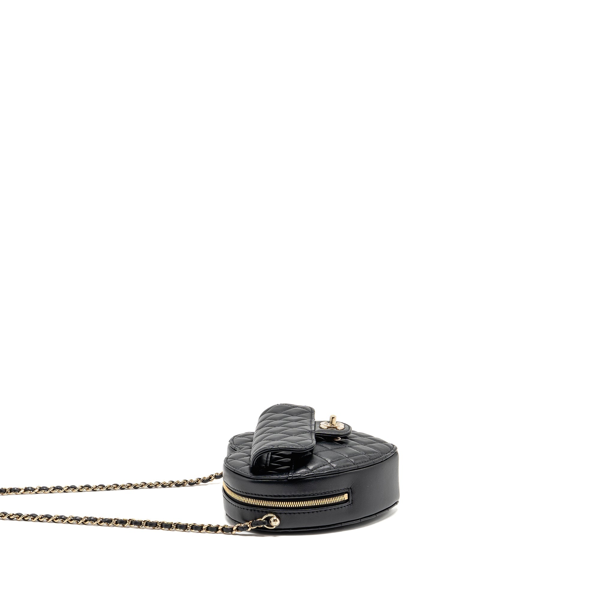 CHANEL 22S HEART BAG LAMBSKIN BLACK LGHW (MICROCHIP)