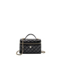 CHANEL 25P CC TOP HANDLE VANITY WITH CHAIN CAVIAR BLACK LGHW (MICROCHIP)
