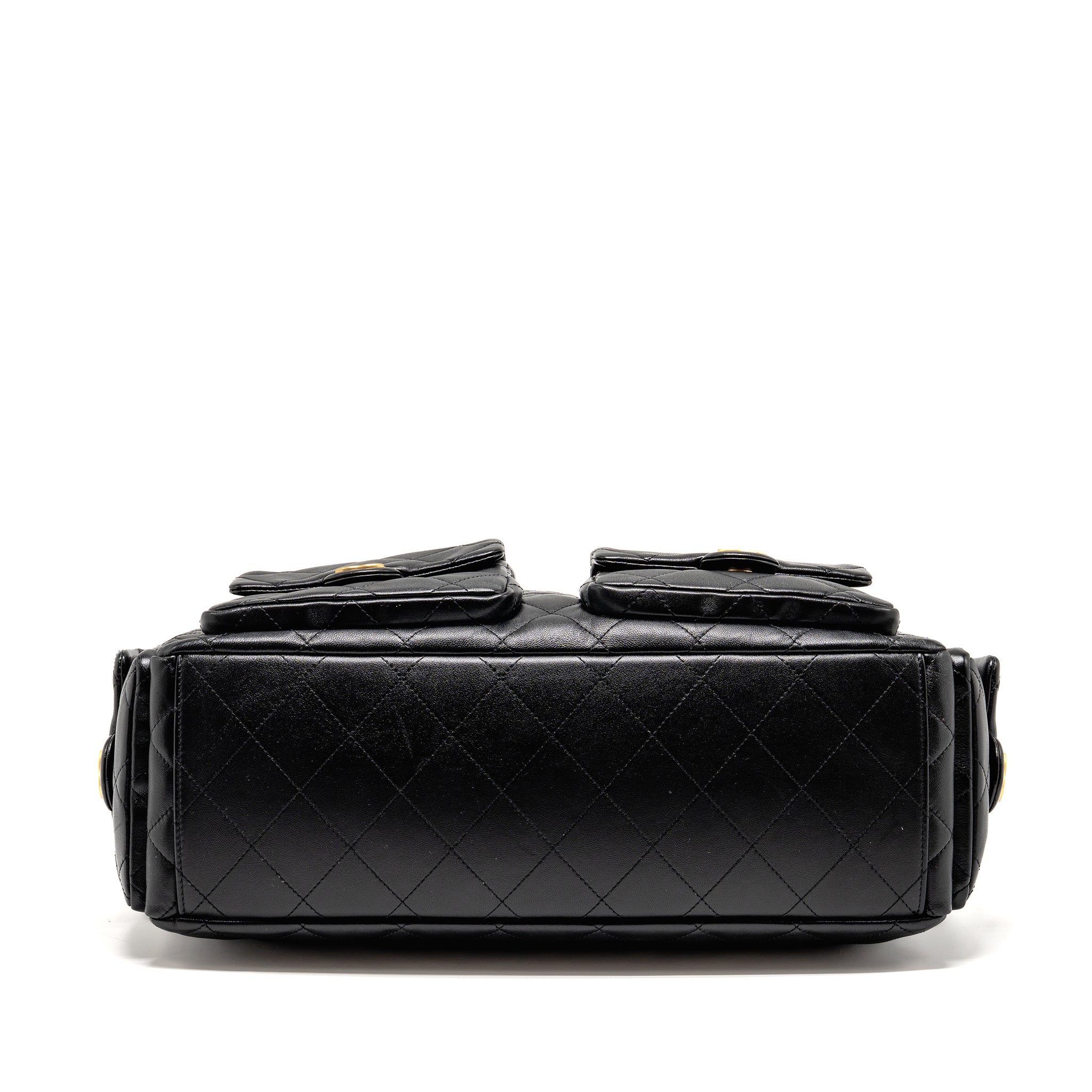 CHANEL 25C MAXI HOBO BAG LAMBSKIN BLACK GHW (MICROCHIP)