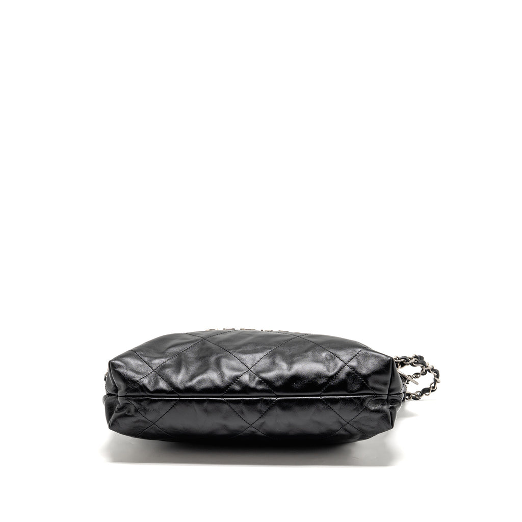CHANEL SMALL 22 BAG SHINY CALFSKIN BLACK SHW (MICROCHIP)