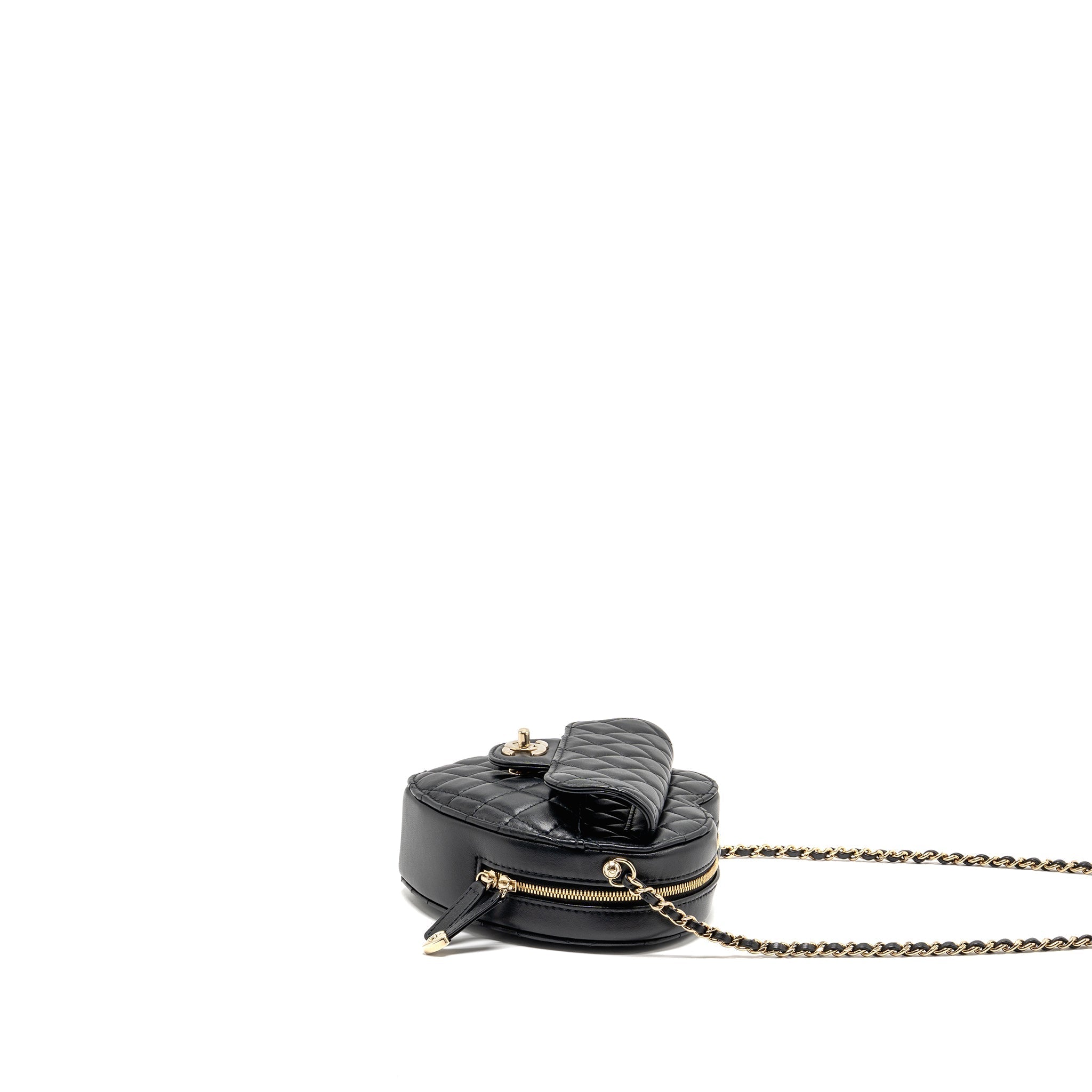 CHANEL 22S HEART BAG LAMBSKIN BLACK LGHW (MICROCHIP)