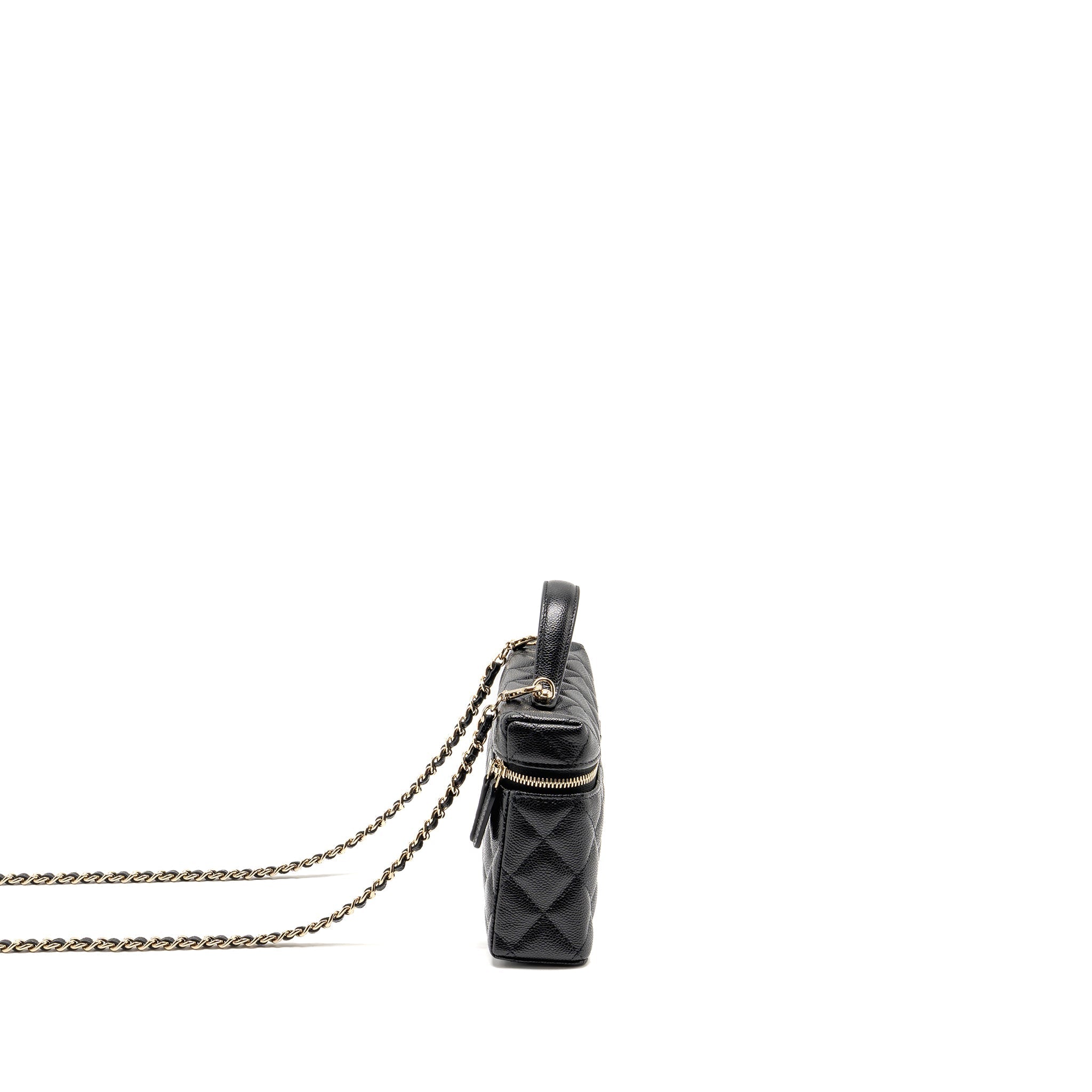 CHANEL 25P CC TOP HANDLE VANITY BAG CAVIAR BLACK LGHW (MICROCHIP)