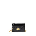 CELINE WALLET ON CHAIN MARGO SHINY CALFSKIN BLACK GHW