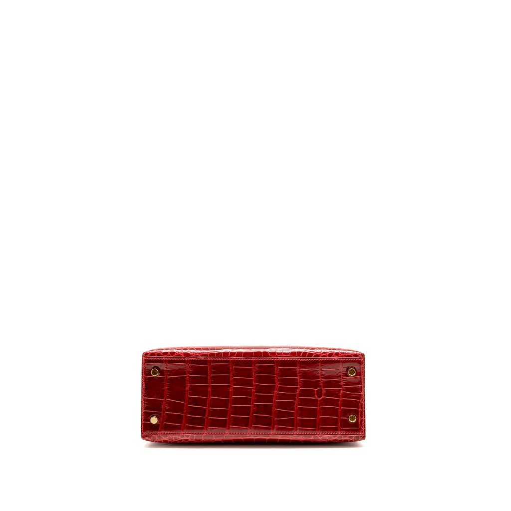 HERMES KELLY 25 CROCODILE POROUS BRAISE GHW