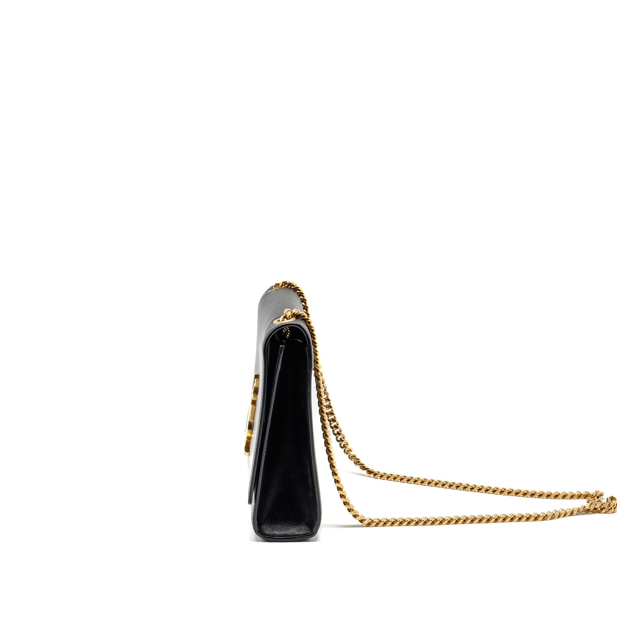 SAINT LAURENT/YSL LARGE KATE CHAIN BAG GRAINED CALFSKIN BLACK GHW